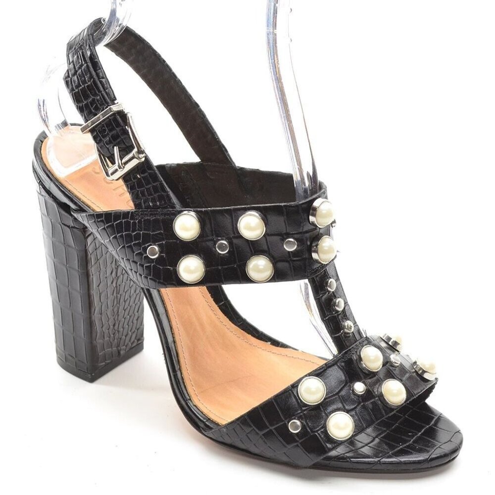 Schutz Zarita Pearl Black Leather Slingback Pumps 7.5 B